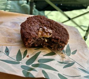 Looks can be deceiving - this is one of the best vegan brownies I've ever had!  at L'Amandier  in Selestat