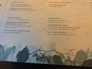 Menu at The Botanist in Lincoln