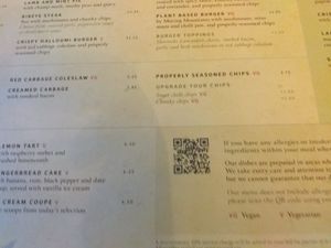 Menu at The Botanist in Lincoln