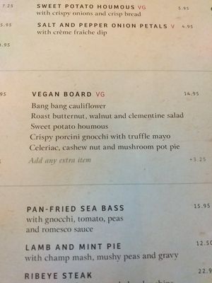 Menu at The Botanist in Lincoln