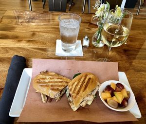 Plant based cranberry panini with fruit  at The Ferguson House Bistro in Nashville