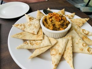 Only been here once; totally enjoyed this savory dip (with cashews + pita bread) 😋  at The Ferguson House Bistro in Nashville