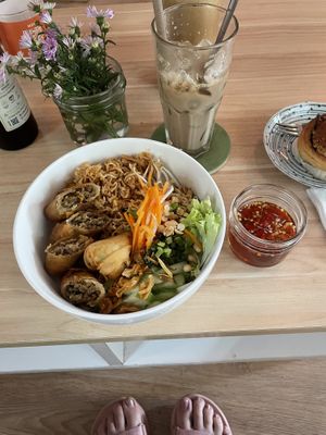 Spring rolls and vermicelli noodles  at The Joi Factory in Ho Chi Minh City