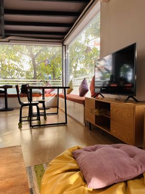 Restaurant interior, upper floor  at The Joi Factory in Ho Chi Minh City