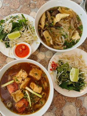 Vegan phở, Vegan bún riêu  at The Joi Factory in Ho Chi Minh City