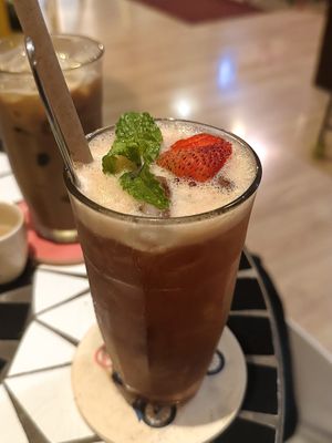 Strawberry iced tea, combo w/ bánh mì (78.000 VND)  at The Joi Factory in Ho Chi Minh City