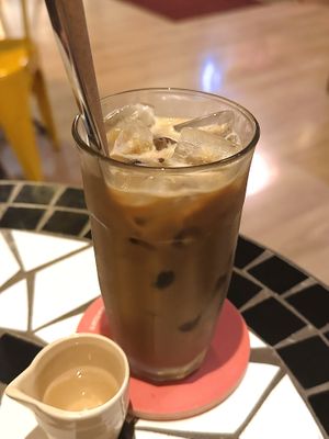 White iced coffee, combo w/ bánh mì (68.000 VND)  at The Joi Factory in Ho Chi Minh City