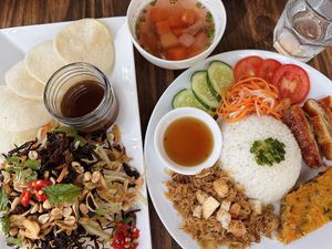 Joi broken rice, combo w/ vegan papaya salad (115k VND)  at The Joi Factory in Ho Chi Minh City