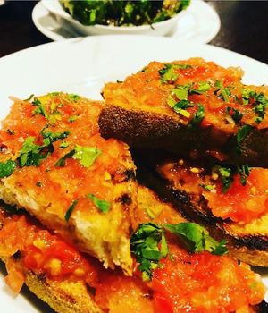 Toasted sourdough with garlic & tomato  at Wavertree Town Hall in Liverpool
