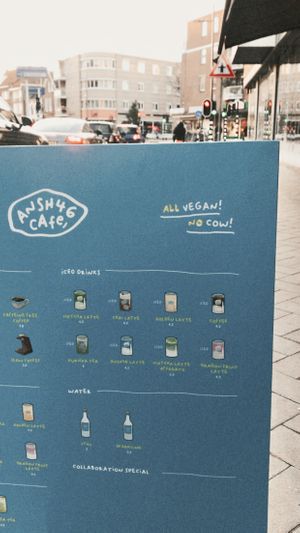 Outside sign on de Grote Berg  at Anch46 Café in Eindhoven