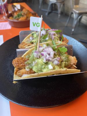 Plant based chicken and avocado tacos  at Wahaca - Stratford in East London