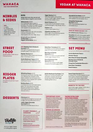 Vegan menu at Wahaca - Canary Wharf in East London