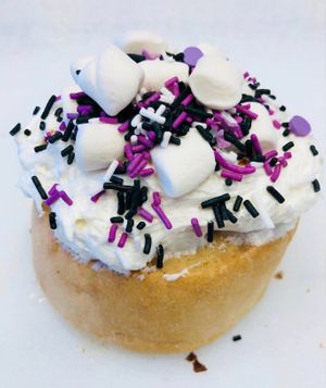 Marshmallow Frosting, Mini Marshmallows & Rainbow Sprinkles! at Cinnaholic in Ann Arbor