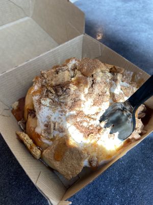 Peach Cobbler roll   at Cinnaholic in Ann Arbor