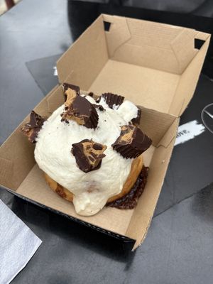 Build your own- almond icing and pb cups   at Cinnaholic in Ann Arbor