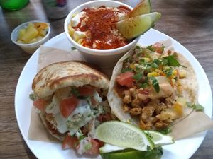 Gordita, chkn taco, and elote - 😋 at Guapo Taco in Fort Worth