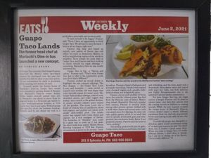 Weekly article at Guapo Taco in Fort Worth