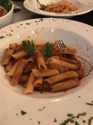 My penne Arabiata (sauce was too spicy)  at Mamma Mía! in Huatulco