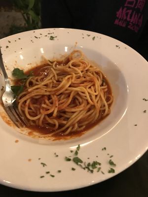 Spaghetti with marinara sauce  at Mamma Mía! in Huatulco