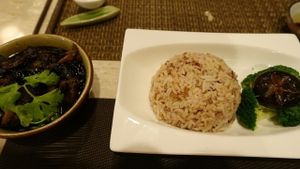 rice with Vegetarian pork trotter in vinegar  at Honzen Cafe in Central Singapore