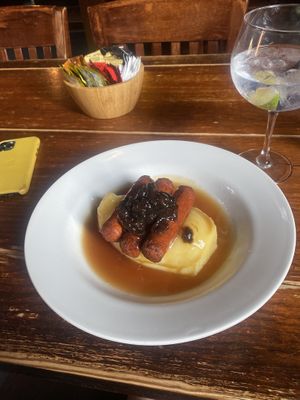 Vegan sausage and mash  at The Ship and Whale in South East London