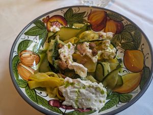 Raw zucchini salad at Ave Mario in London