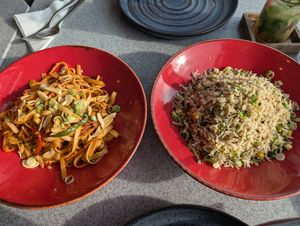 Chilli garlic noodles, Shanghai fried rice at Level 24 Eatery in Nairobi