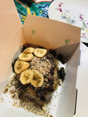 Choco nougat vegan pancakes. Looked better than they tasted.  at Housewife Detox Bar in Belgrade