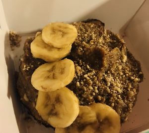 Vegan choco nougat pancakes…not very tasty.  at Housewife Detox Bar in Belgrade