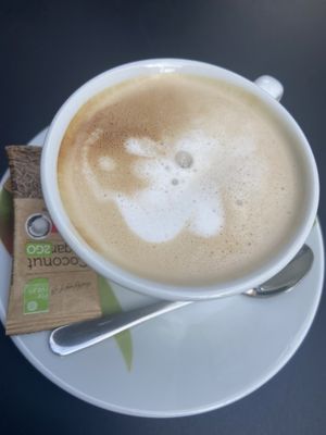 Almond cappuccino. A bit too sweet  at Housewife Detox Bar in Belgrade