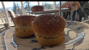Vegan afternoon tea, mini sponges instead of scones at Garden Restaurant in Aberfoyle