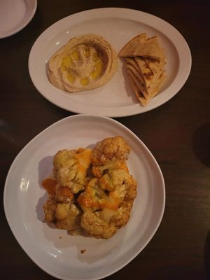 Cauliflower and Hummus Appetizers at Jerusalem Garden Café in Asheville