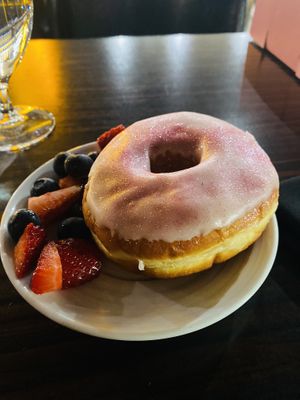 Beautiful and Delicious Rose Donut w/Fruit for B-Fast 🥰🌹  at Dough Joy - East Pike Street in Seattle