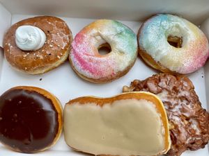 Everything But the Bagel, Pride, Barvarian Cream, Maple Bar, and Apple Fritter   at Dough Joy - East Pike Street in Seattle