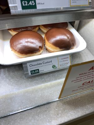 Chocolate custard doughnut  at Krispy Kreme in Watford