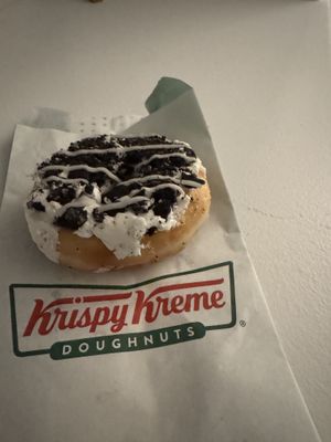 vegan cookies and crème donut  at Krispy Kreme in Watford
