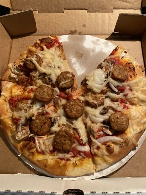 10” vegan cheese, sausage with onion & mushroom   at JB's Pizza Parlor in Grand Rapids