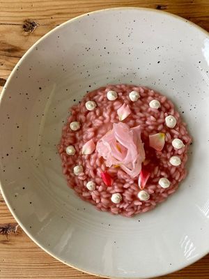 Risotto alla cipolla di Breme (presidio slow-food) at Polisena L'Altro Agriturismo in Pontida