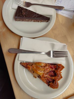 Frangipane & choc avocado cakes at Star Anise Arts Cafe in Stroud