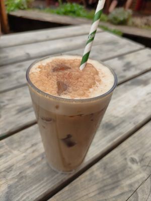Iced dandelion coffee at Star Anise Arts Cafe in Stroud