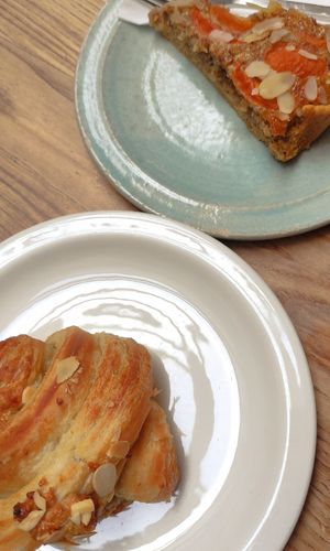 Vegan croissant and apricot slice at Star Anise Arts Cafe in Stroud