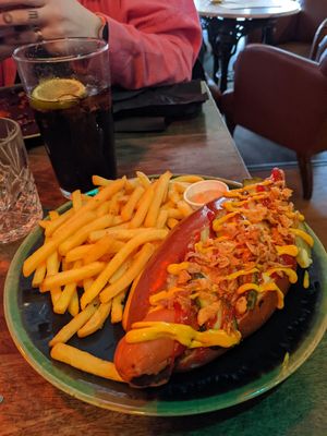 Vegan hot dog at Brass Monkey Shore in Edinburgh