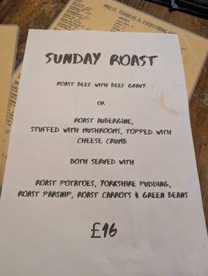 Sunday Roast Menu Jan 2025 at Brass Monkey Shore in Edinburgh