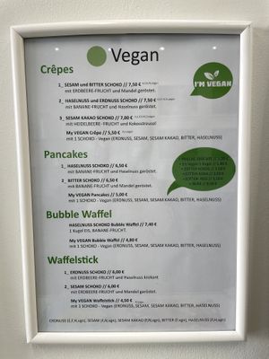 vegan menu  at Sweet Point in Graz