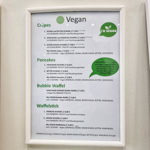 Menu at Sweet Point in Graz