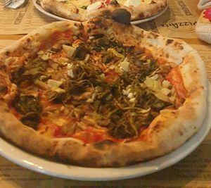 Vegan pizza at Pizzarte in Tirana