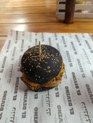 Vegan burger at El Divino in Villa De Leyva