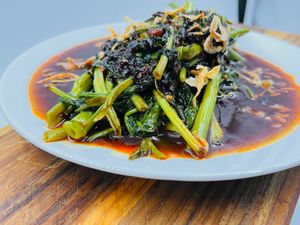 Sautéed ong choy  at Lucky Rabbit Noodles in Brooklyn