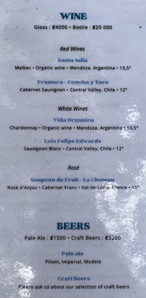 Wine and beer  at Biribá in Puerto Viejo De Talamanca