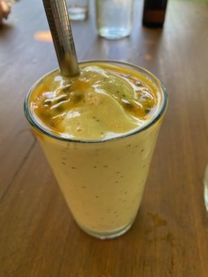 Passion fruit, banana, and mango smoothie  at Biribá in Puerto Viejo De Talamanca